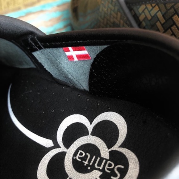 Women's Sanita Bronze, Gold & Black Patent Leather Danish Clogs Size 38 - Picture 5 of 5